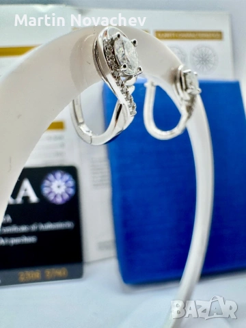 Сребърни обеци с мойсанит (Диамант) 0.5 карата, снимка 5 - Обеци - 54152335