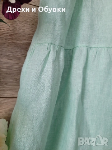 Ленена рокля в цвят мента Италия , снимка 7 - Рокли - 54157793