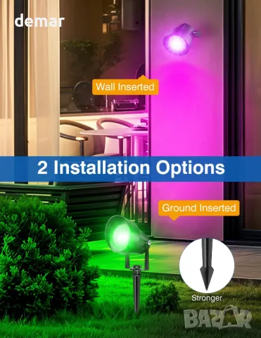 4 броя RGB градински прожектори, електрически, дистанционно, LED външни ландшафтни прожектори, снимка 7 - Лед осветление - 50274371