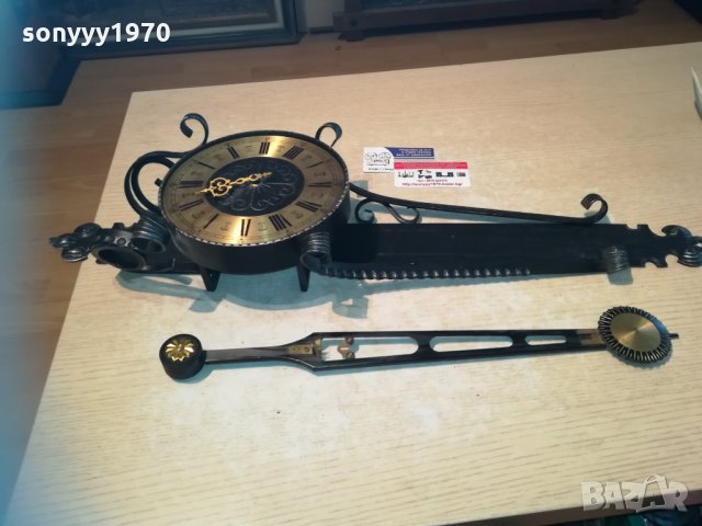 часовник с махало от ковано желязо-70х20см-внос швеицария, снимка 4 - Колекции - 30143549