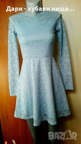 Дантелена рокля в небесно синьо🍀❤XS,S❤🍀арт.4295, снимка 2 - Рокли - 37024051