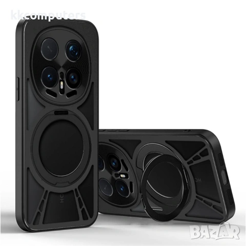 Магнитен калъф за Honor Magic8 Pro 5G с Въртяща се Стойка - PC+Силикон+Метал, Отверстия за охлаждане