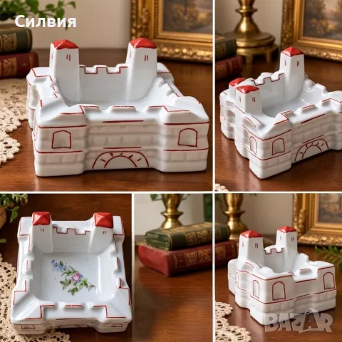 🏰 Винтидж порцеланов пепелник „Сталин – Видин – Бонония“, 1956 г.