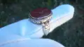 Сребърен старинен гръцки пръстен с гема натурален карнеол, снимка 7