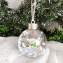 4257 Прозрачни коледни топки за елха с декорация Снежко, 3 броя, снимка 3