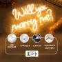CoolGift Mart Неонова табела „Ще се омъжиш ли за мен“, Романтична LED неонова светлина, USB, снимка 6