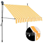 vidaXL Ръчно прибиращ се сенник с LED, 100 см, бяло и оранжево(SKU:145855