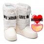 LOVE MOSCHINO № 39 & 40 🍊 Дамски кожени апрески с пух SNOWY WHITE нови с етикети