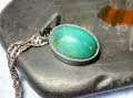 СТАРИНЕН СРЕБЪРЕН РЕТРО ПЕНДАНТ с НАТУРАЛЕН ЗЕЛЕН НЕФРИТ и СРЕБЪРНА ВЕРИЖКА МАРКОВО СРЕБРО 975 43300, снимка 4