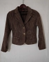 Кафяво рипсено есенно дамско вталено топло сако XS, снимка 1