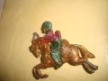 ИНДИАНЕЦ с ЛЪК на КОН СТАРА ОЛОВНА ФИГУРКА РЪЧНО ОЦВЕТЕНА ВОЙНИЧЕ РЯДКА СТАТУЕТКА 9011, снимка 11