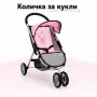 Детска количка за кукли със сенник, предпазен колан и кошница, снимка 1