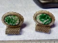 СКЪПОЦЕННИ РЕТРО АРТ БУТОНЕЛИ КОПЧЕТА за РЪКАВЕЛИ със ЗЕЛЕН ЯСПИС ЛУКС МОДЕЛ 37204, снимка 1