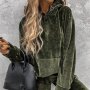 Дамски едноцветен спортен кадифен костюм с качулка, 3цвята , снимка 8