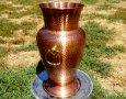 Медна ваза,кана,поставка 3 кг. , снимка 1 - Антикварни и старинни предмети - 29647953