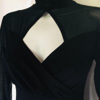 Ново Черно дамско боди полуполо памук и тюл дълъг ръкав , снимка 2 - Бельо - 30587551