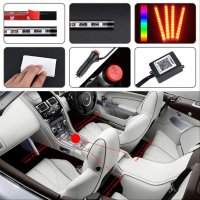 GOLDGE комплект LED Амбиент осветление за кола,Bluetooth у-е,48 RGB/8 цвята/4 музикални режима,12V, снимка 2 - Аксесоари и консумативи - 39624497