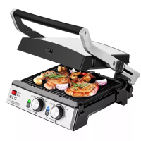 ✨Грил/скара ECG KG 2033 Duo Grill & Waffle, 2000W, Сив/Черен , снимка 1 - Скари - 44643474