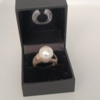 Сребърен пръстен с перла 3В, снимка 7 - Пръстени - 44480339