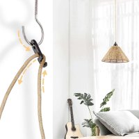 Винтидж висяща лампа с плътно конопено въже E27, снимка 5 - Лампи за таван - 44498100