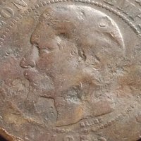 Рядка монета 10 сантима 1855г. Франция Наполеон трети за КОЛЕКЦИЯ 26428, снимка 6 - Нумизматика и бонистика - 42686435