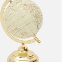 Декоративен глобус - Метална златна основа - Ø 15 x 21,5 см - Бял, снимка 1 - Други - 44575800