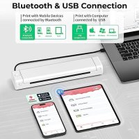 Нов Термален Bluetooth принтер Betife Безжичен за пътуване за телефон и лаптоп A4, снимка 6 - Друга електроника - 42509955