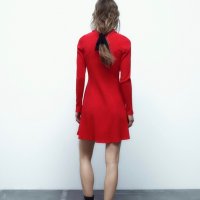 Червена мини рокля на Зара, снимка 6 - Рокли - 39873962