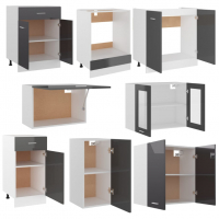 Комплект кухненски шкафове от 8 части, сив гланц, ПДЧ, снимка 5 - Шкафове - 36499055