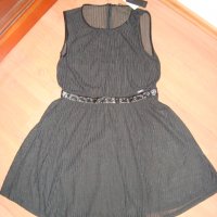 GUESS нова черна рокля с кожена декорация, снимка 4 - Рокли - 30993218