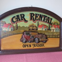 3 D Vintage, Car Rental, стара рекламна табела ,картина , снимка 3 - Картини - 38994668