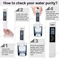 Дигитален тестер за проверка на качеството на водата TDS & EC, бял, снимка 4 - Друга електроника - 42829615