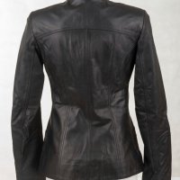 Черно кожено дамско яке марка Giorgio di Mare, снимка 3 - Якета - 30101343