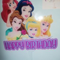 5 Дисни Принцеси Happy Birthday твърд Акрил топер за торта украса рожден ден парти, снимка 2 - Други - 35278252