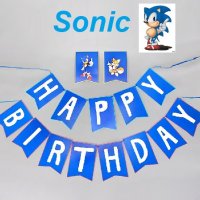 Соник Sonic Happy Birthday надпис Банер парти гирлянд декор рожден ден, снимка 1 - Други - 29468329