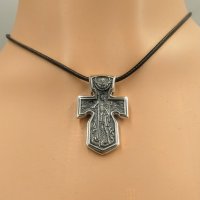 Двулицев сребърен кръст с Архангел Михаил и Христос, снимка 8 - Колиета, медальони, синджири - 38218531