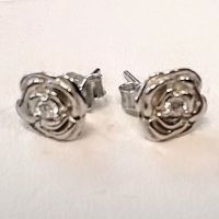 Сребърни обеци рози, “Нежен цвят”, снимка 4 - Обеци - 37870778