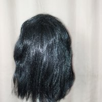 35 см Черна права перука с бретон на черта за парти, снимка 6 - Аксесоари за коса - 42778936