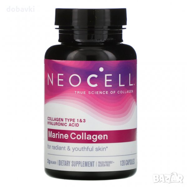 Морски Рибен колаген Neocell Marine Collagen Неосел + хиалуронова киселина 120 каспули, снимка 1