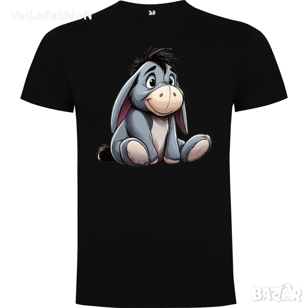 Нова мъжка тениска с Йори - Магаренцето от Мечо Пух в черен цвят, снимка 1