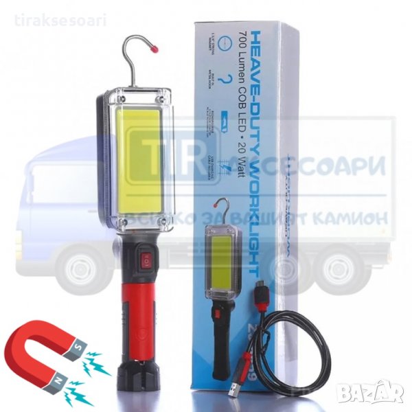 Мощна LED работна лампа, лампа за къмпинг с акумулаторна батерия, снимка 1