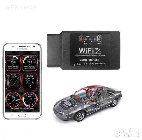 Интерфейс OBD II устройство за автомобилна диагностика с WiFi, снимка 1