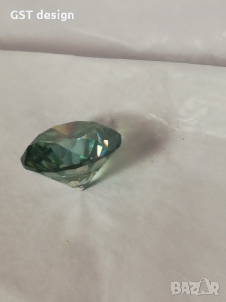 Уникален 3.5 карата Истински Диамант Мойсанит Moissanite Diamond Голям морско син, снимка 1