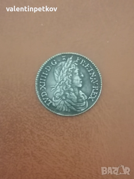 1/12, екю , сребро ЛУИ XIV, , снимка 1