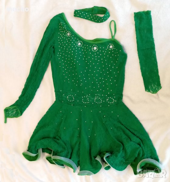  Дантелена зелена рокля за танци или повод, снимка 1