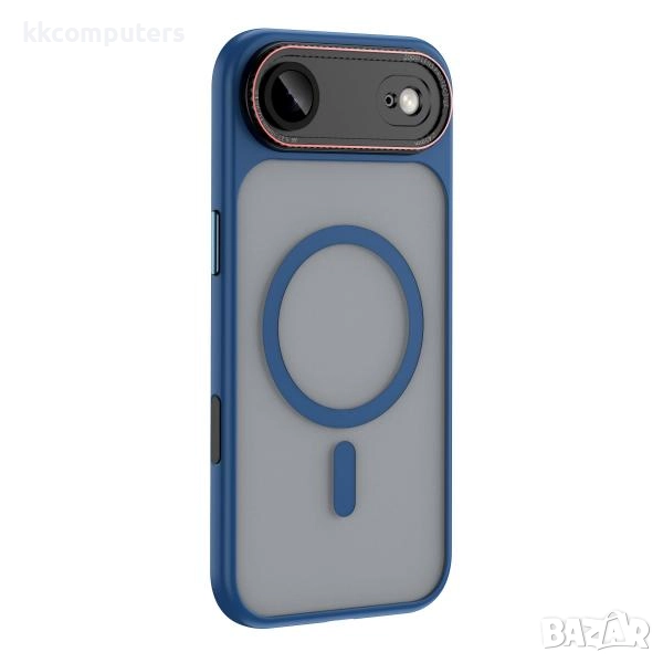 Калъф силикон мат Lens Protection MagSafe / Синя рамка / за iPhone 17 Pro Max 6.9 Баркод : 3132450, снимка 1