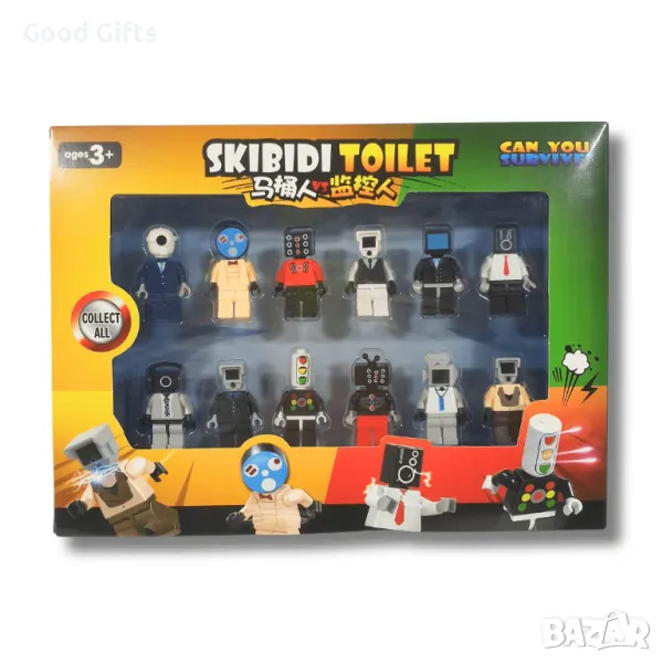Комплект 12 фигурки Skibidi Toilet Скибиди Тойлет тип Лего, снимка 1