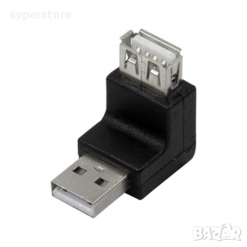 Преходник сединител USB2.0 Ъглов на 90° Мъжко - Женско Digital One SP01416 Adapter USB2.0, снимка 1