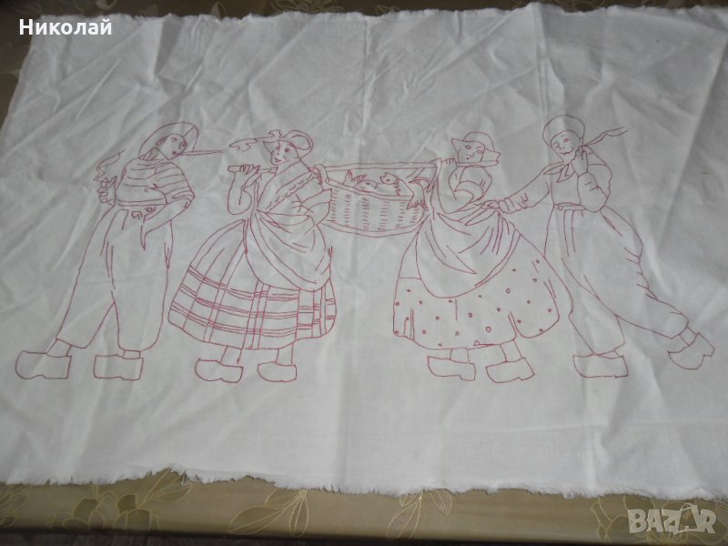 Бродерия на бял памучен плат, снимка 1