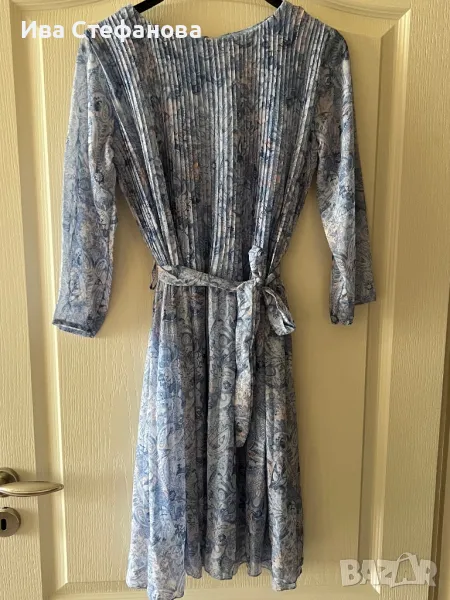 Разкошна нова ежедневна елегантна теменужено синя рокля ситно плисе солей , снимка 1